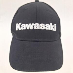 Kawasaki Hat Cap Strap Back One Size Black Twill Baseball Motorcycle Mens